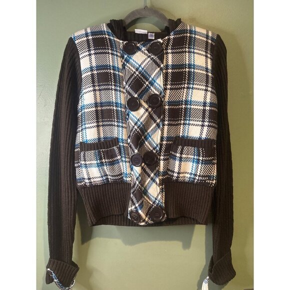 Piper & Blue Sweaters - Piper & Blue Women Size L Hooded Plaid Sweater Y2K Retro Bohemian streetwear